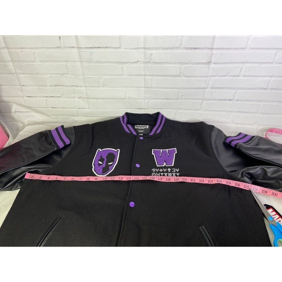 Marvel Black Panther Logo Letterman Varsity Jacket Wakanda Official Mens 2XL - Picture 9 of 13